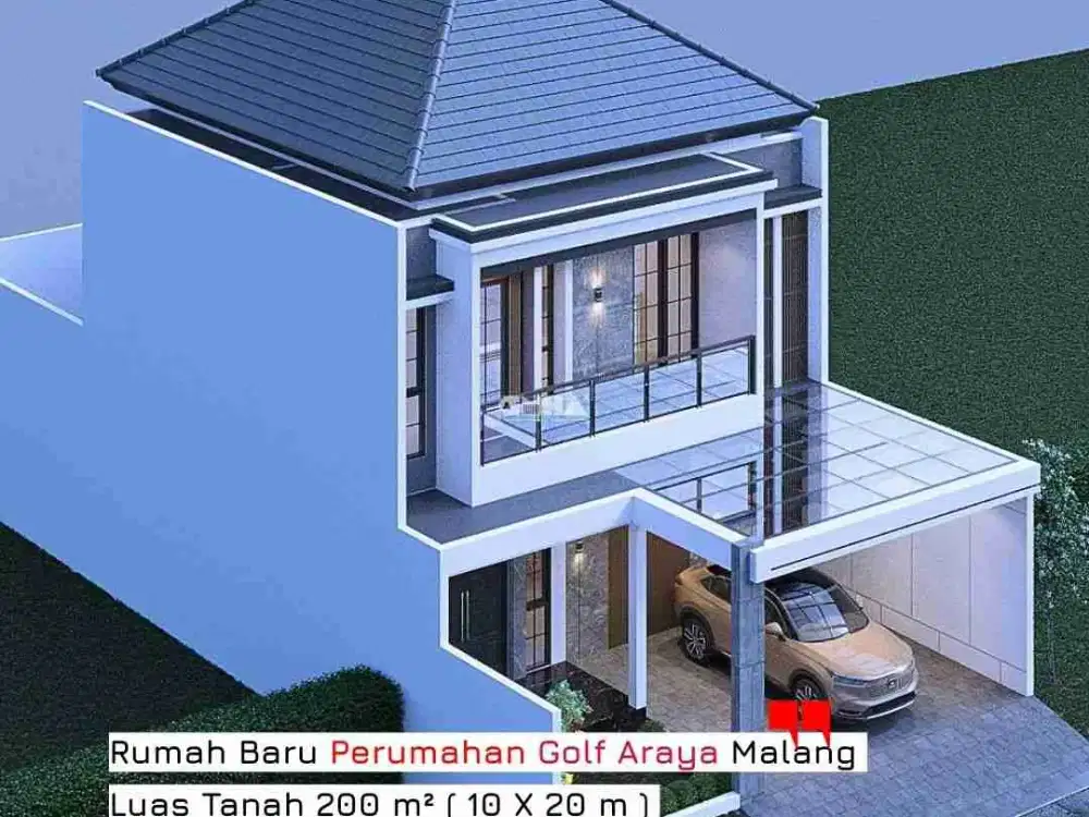 Rumah Baru 2 Lantai Modern Minimalist Perumahan Araya Golf Malang