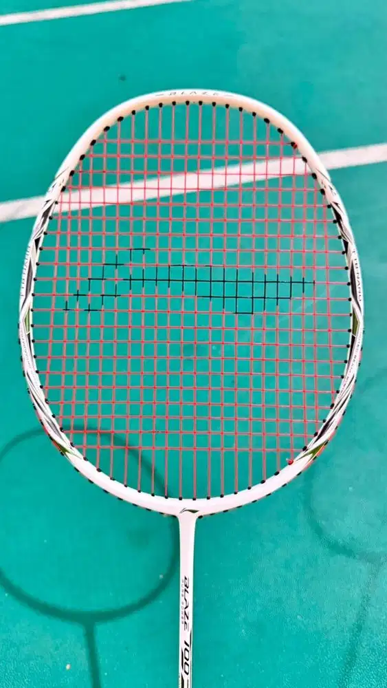 Raket Lining blaze 100 original badminton full set 5U white black
