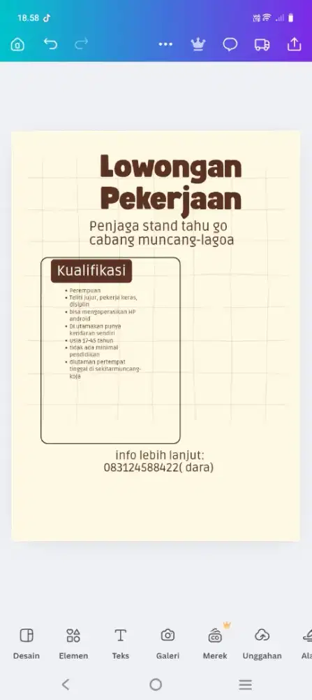 Lowongan kerja jaga outlet tahu go