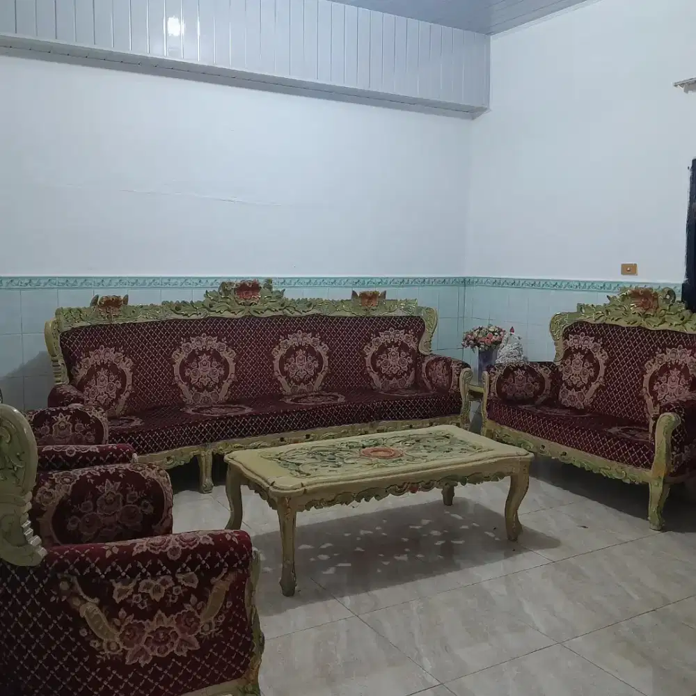 Kursi Jati Set Romawi Retak Seribu