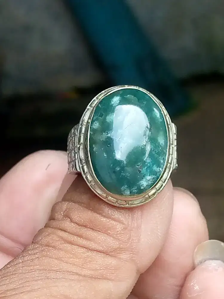 Batu Garut jumbo 21x15x6 ring alpaka 8 semi tembus