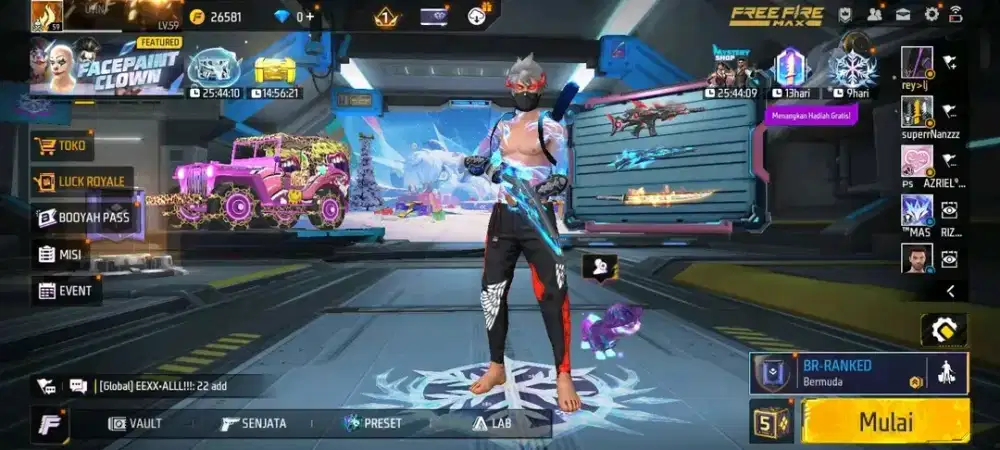 AKUN FF SPEK SULTAN READY STOK 24 JAM