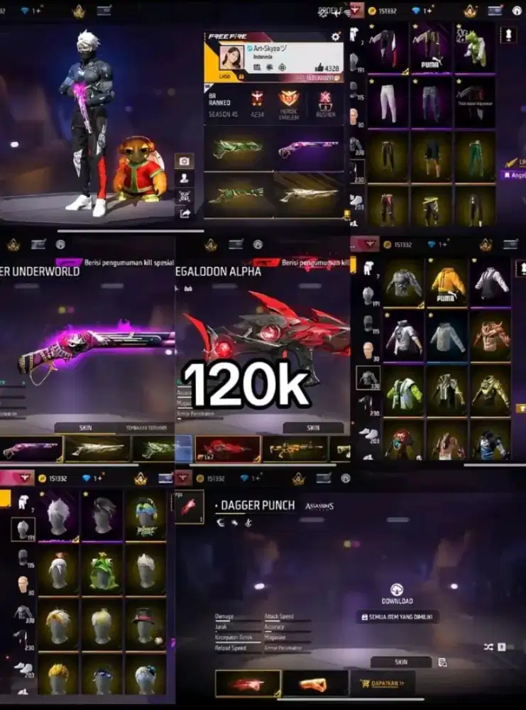 AKUN FF SPEK GACOR READY STOK 24 JAM