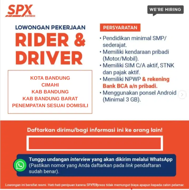 Lowongan Pekerjaan Mitra SPX Express