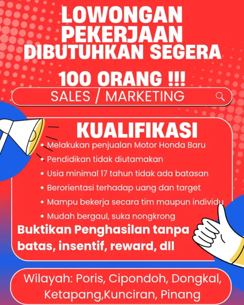 Lowongan Kerja 100 Sales