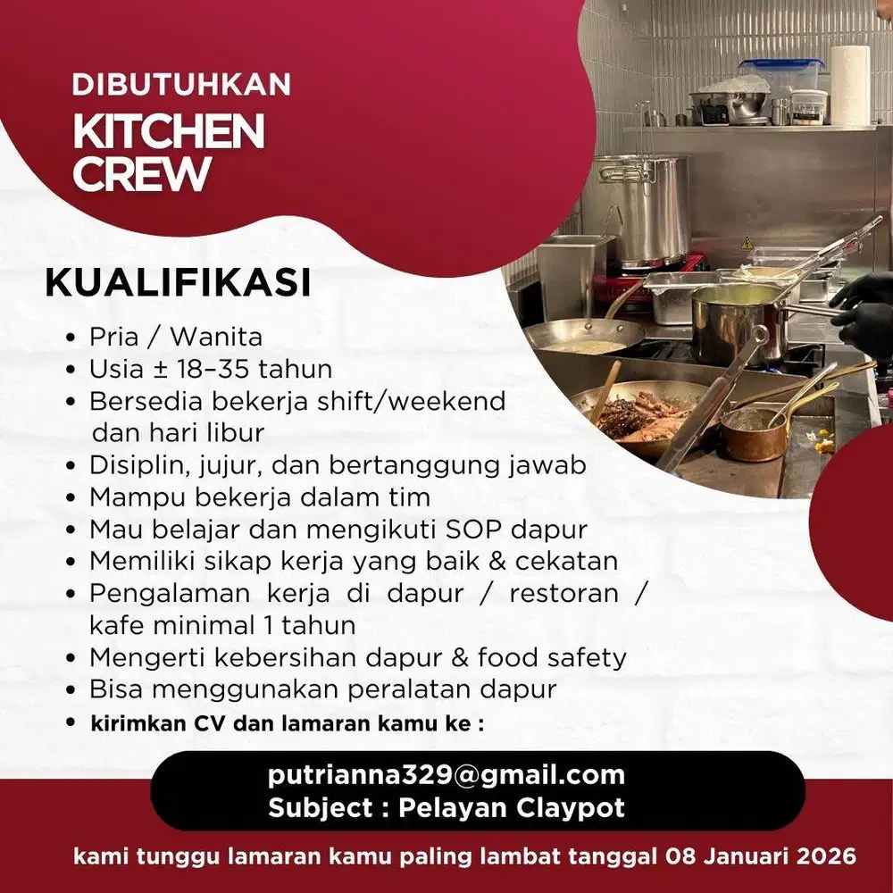 Di cari Kitchen crew
