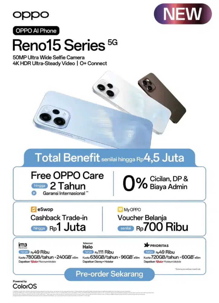 Ready PREORDER OPPO RENO 15 SERIES