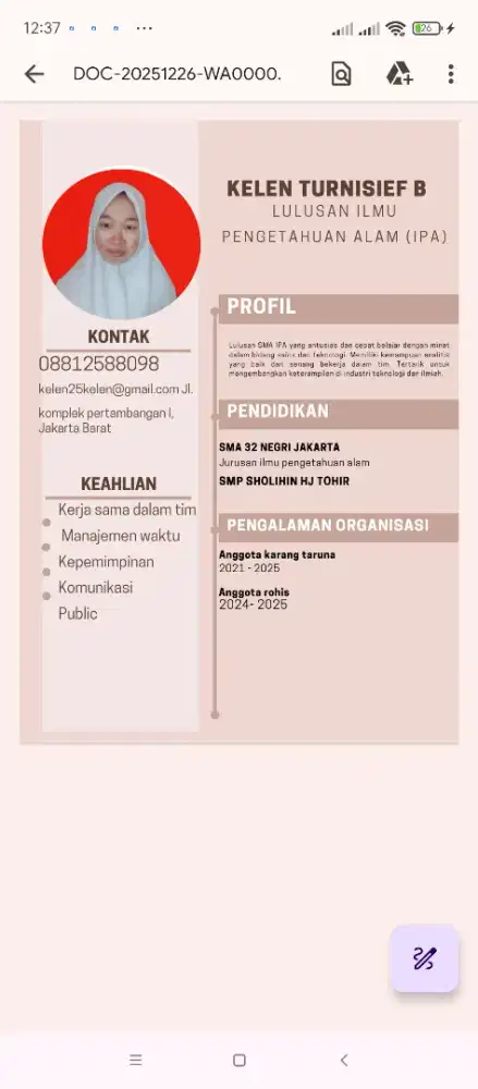 Sedang mencari pekerjaan