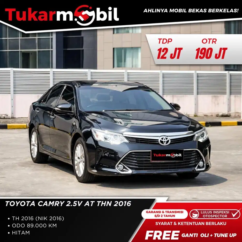 [BERGARANSI] TOYOTA CAMRY 2.5 V MATIC TAHUN 2016 HITAM PAJAK PANJANG