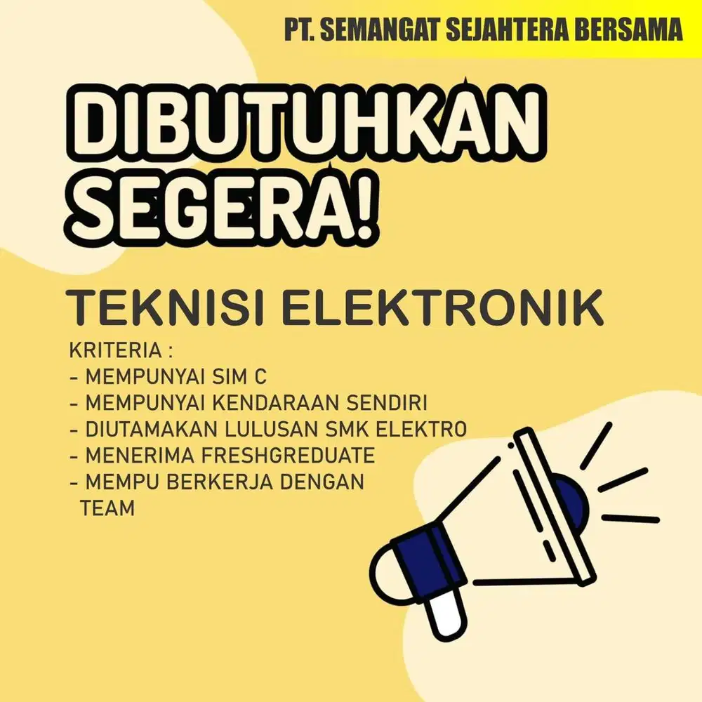 LOWONGAN TEKNISI ELEKTRIK