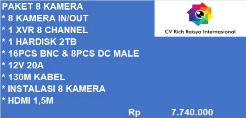 PAKET 8 KAMERA - 7.740.000
