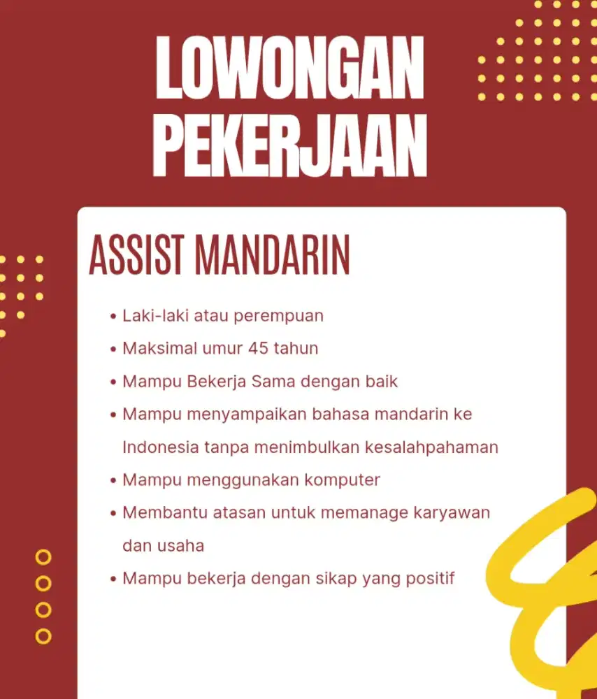 LOWONGAN KERJA URGENT