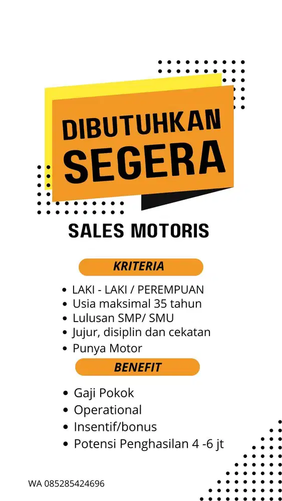 LOKER SALES MOTORIS dan SPG / SPB