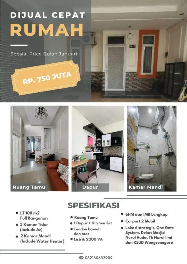 Jual cepat Butuh Uang lokasi Wanamukti Tembalang