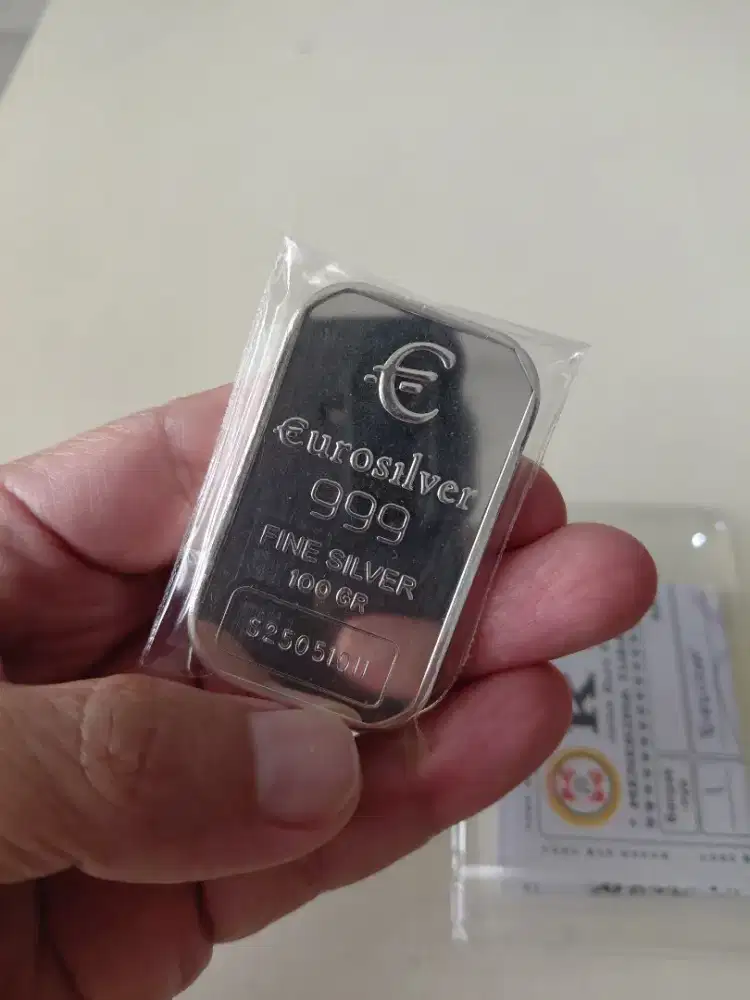 Euro Silver 100 gram Perak Batangan murni asli kadar 999