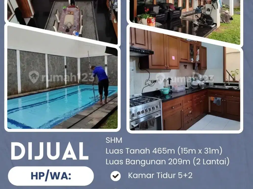 Rumah 2 Lantai Furnish, Private Pool di Blok A Depan Mall Cinere , Depok