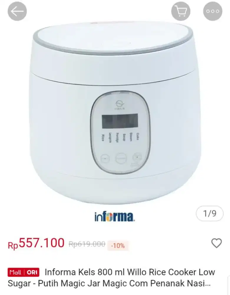 For sale barang masih baru rice cooker merk kels & Air fryer merk mito