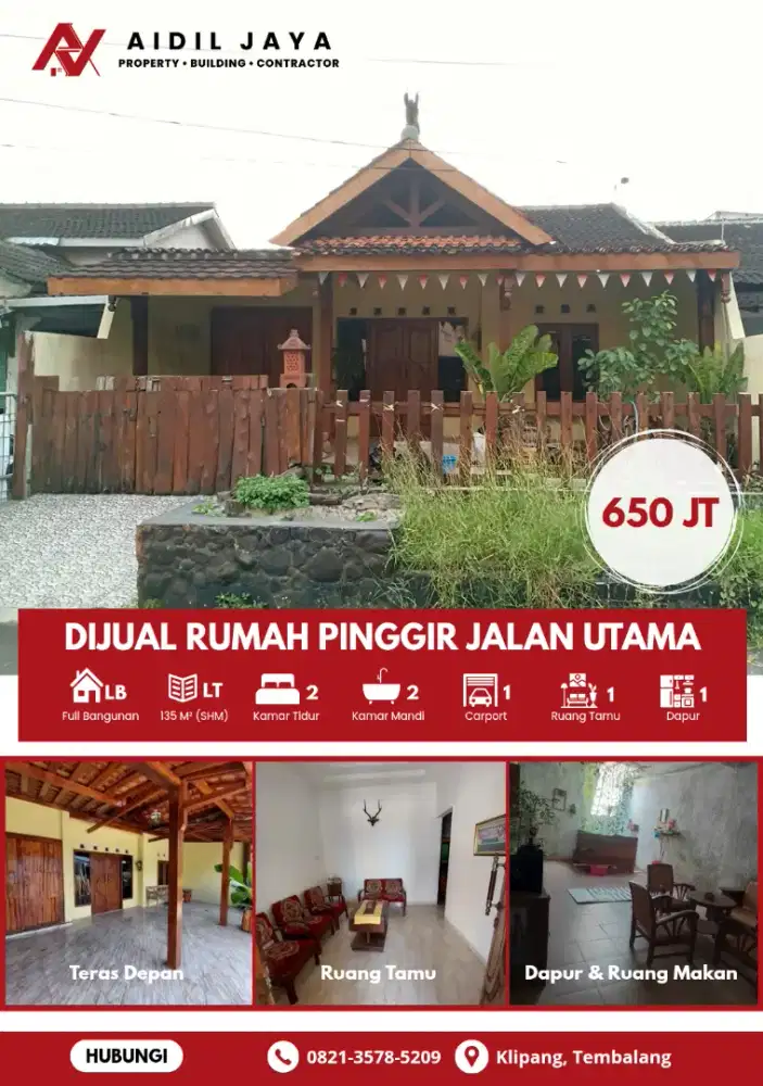 Rumah Cantik Strategis Di Klipang Nempel Jalan Raya