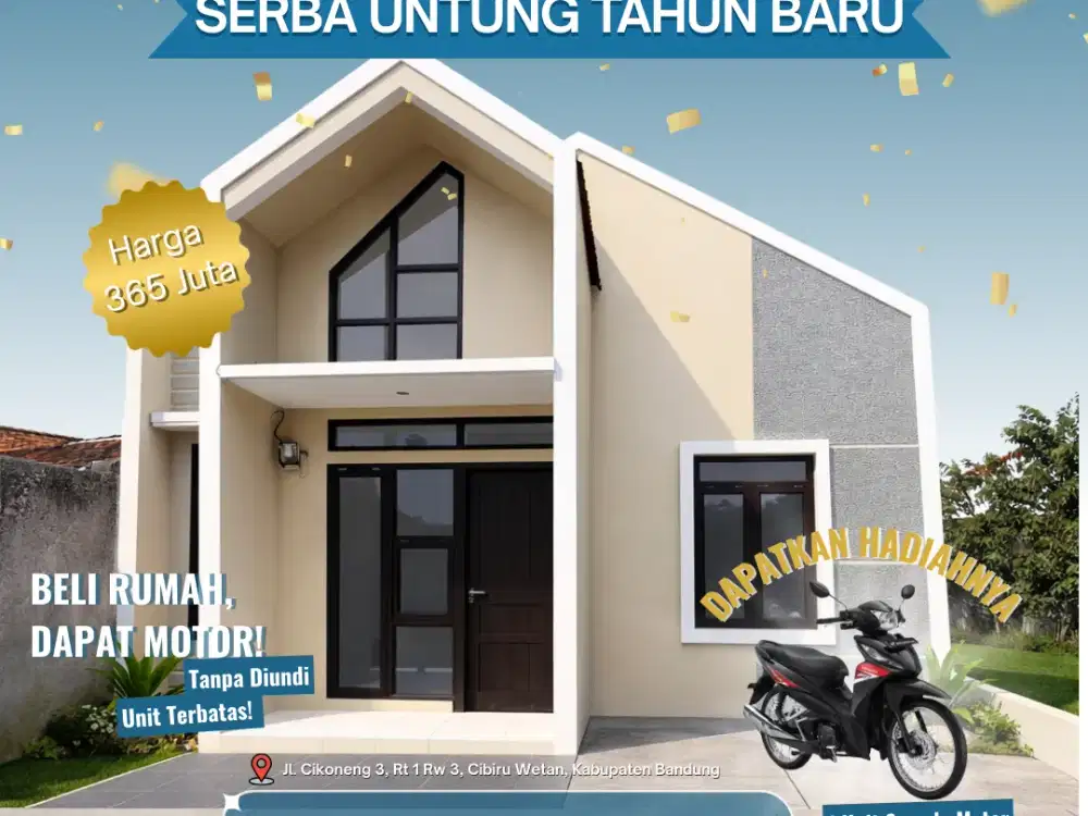 PROMO TAHUN BARU! Rumah Siap Huni Scandinavian Cinunuk Bandung Timur – Bonus 1 Unit Sepeda Motor