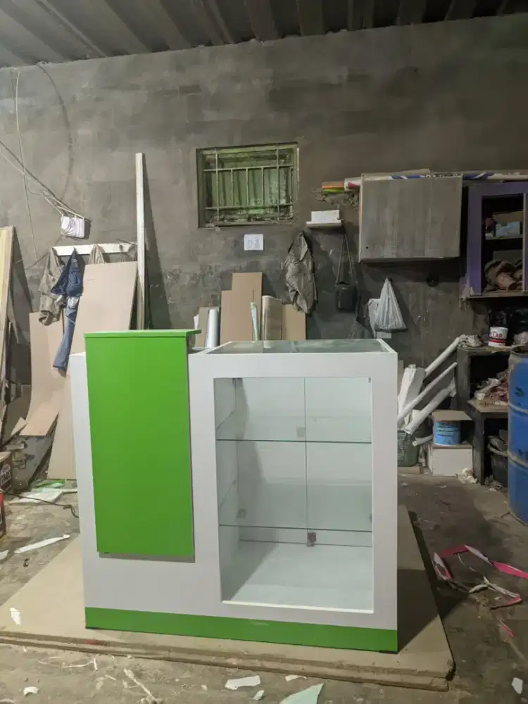 MEJA KASIR ETLALASE MEJA TOKO RECEPTIONIST