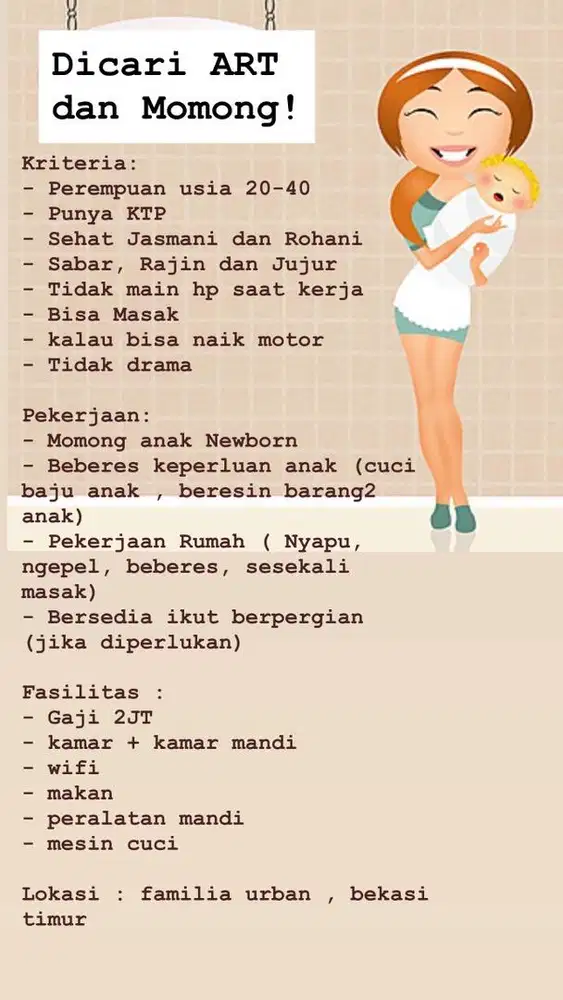 Dicari ART dan Momong!