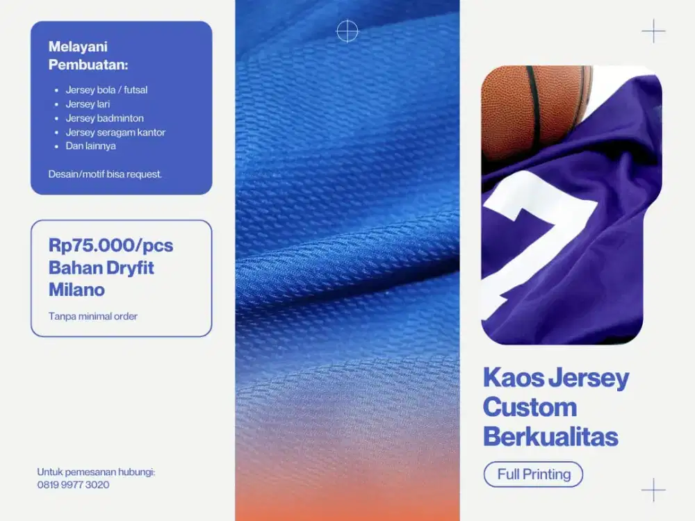 Kaos Jersey Custom Berkualitas | Dryfit Milano | Mulai 75rb