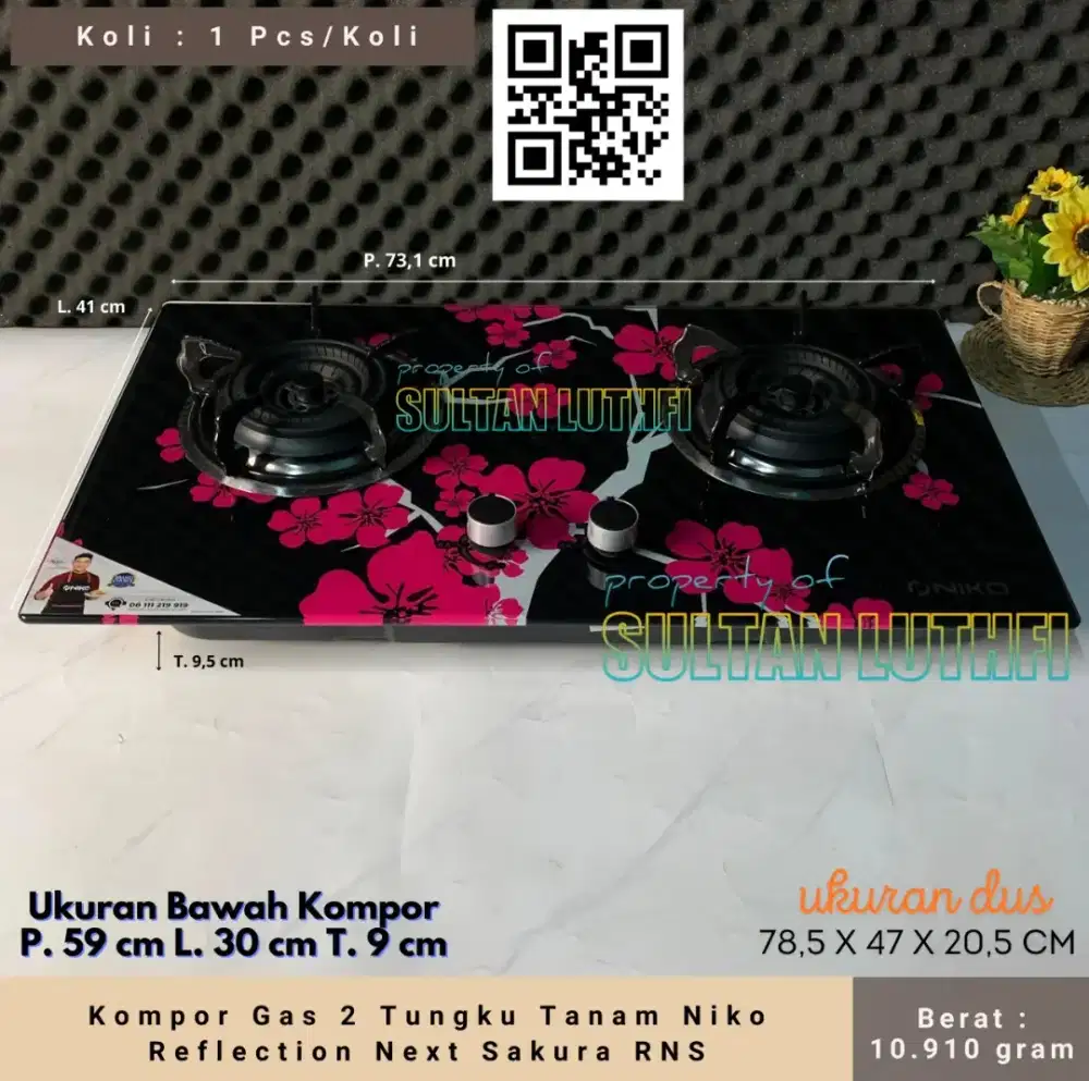 Kompor Gas 2 Tungku Tanam Niko Reflection Next Sakura RNS