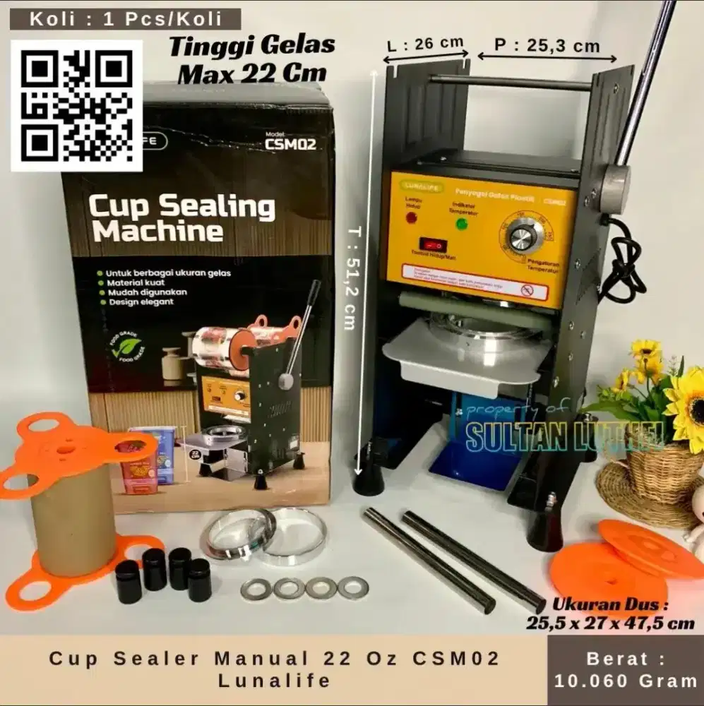 Cup Sealer Manual 12 - 22 Oz CSM02 Lunalife