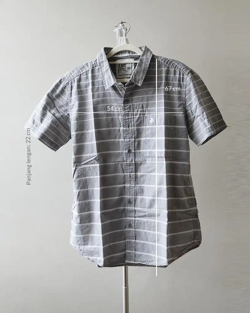 Kemeja Pria LOIS Lengan Pendek abu stripe