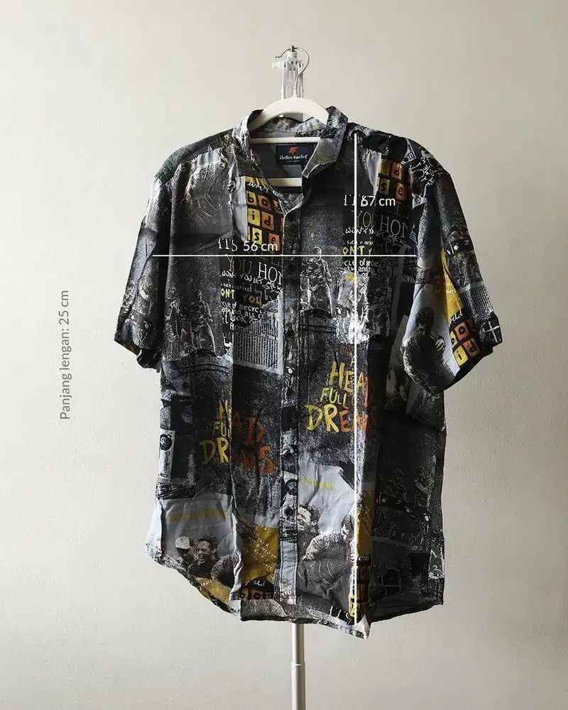 Kemeja Pria Graphic lengan pendek bahan adem oversize