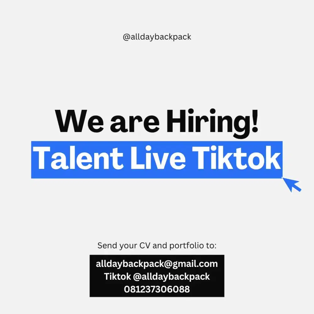Lowongan Kerja - Host Live Tiktok & Shopee (@alldaybackpack)