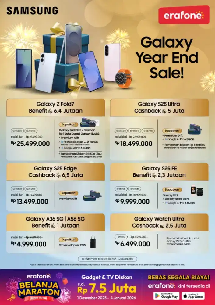 PROMO AKHIR TAHUN : Galaxy S25 Ultra Cashback 5JT + Bonus Buds
