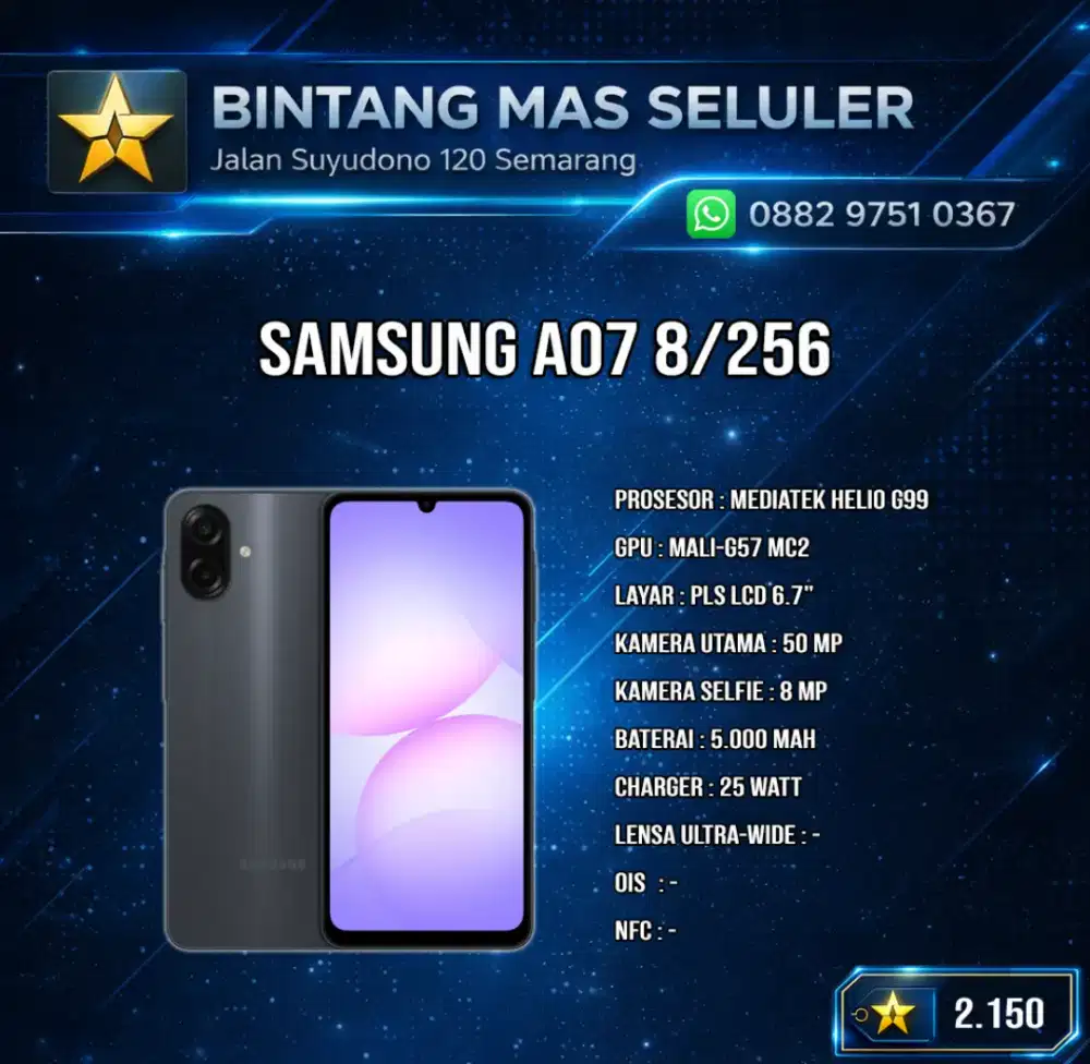 Samsung A07 8/256 GB - BNIB - Garansi Resmi Samsung SEIN