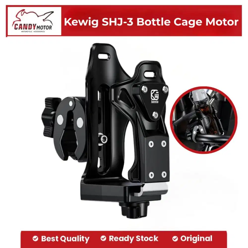 Kewig SHJ-3 Bottle Cage Motor/Sepeda | PA66+GF + Alloy | Botol 50-90mm