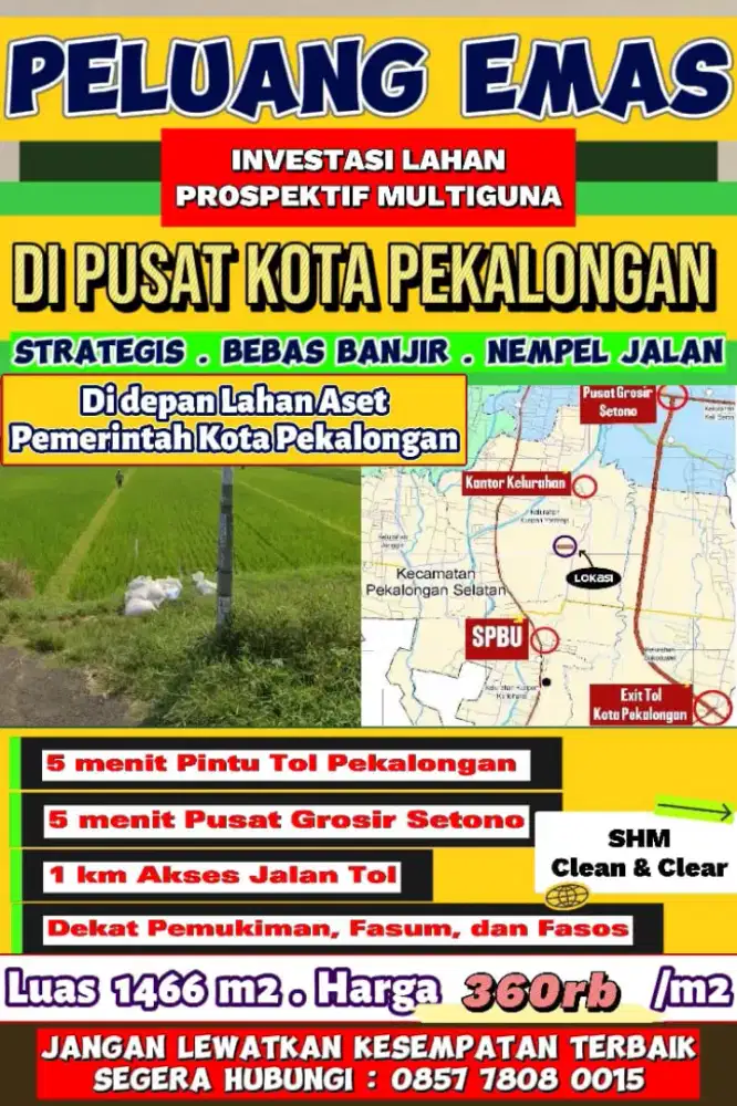 PELUANG INVESTASI LAHAN STRATEGIS MULTIGUNA DI JANTUNG KOTA PEKALONGAN