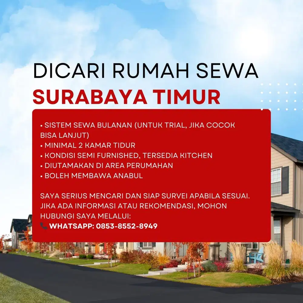 Dicari rumah sewa