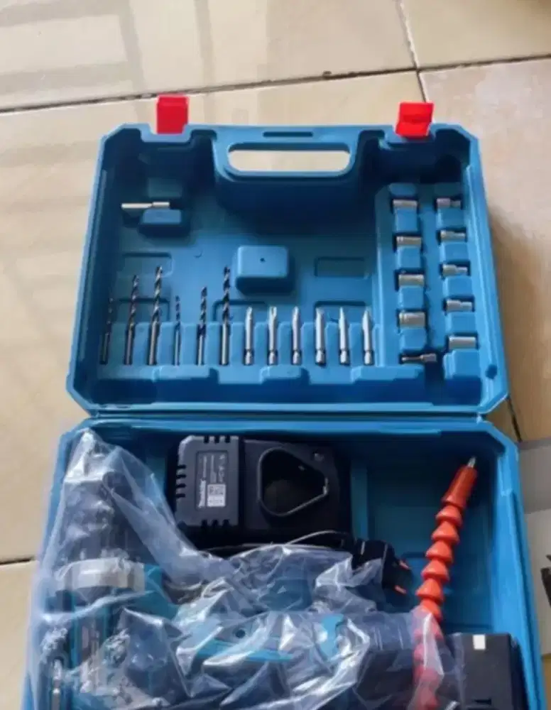 Bor impact makita set bor tanpa kabel 96V 2 baterai
