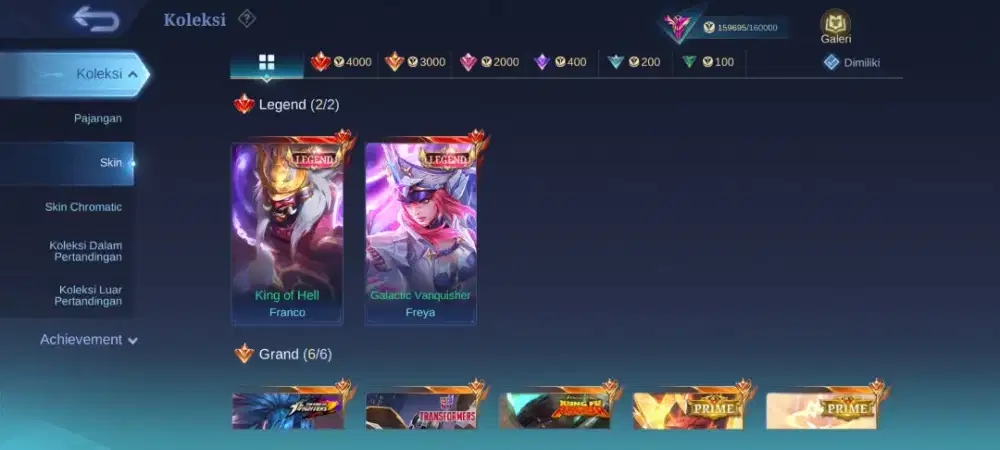 Akun ML safe 477 skin