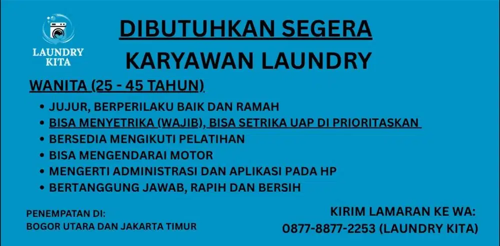 LOKER PEGAWAI LAUNDRY
