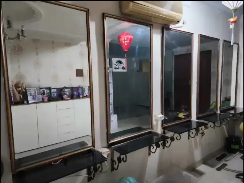 Kaca Salon Lengkap Ambalan Besi 5 set