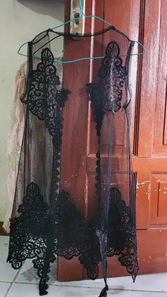 Cardigan tille bordir hitam cantikk