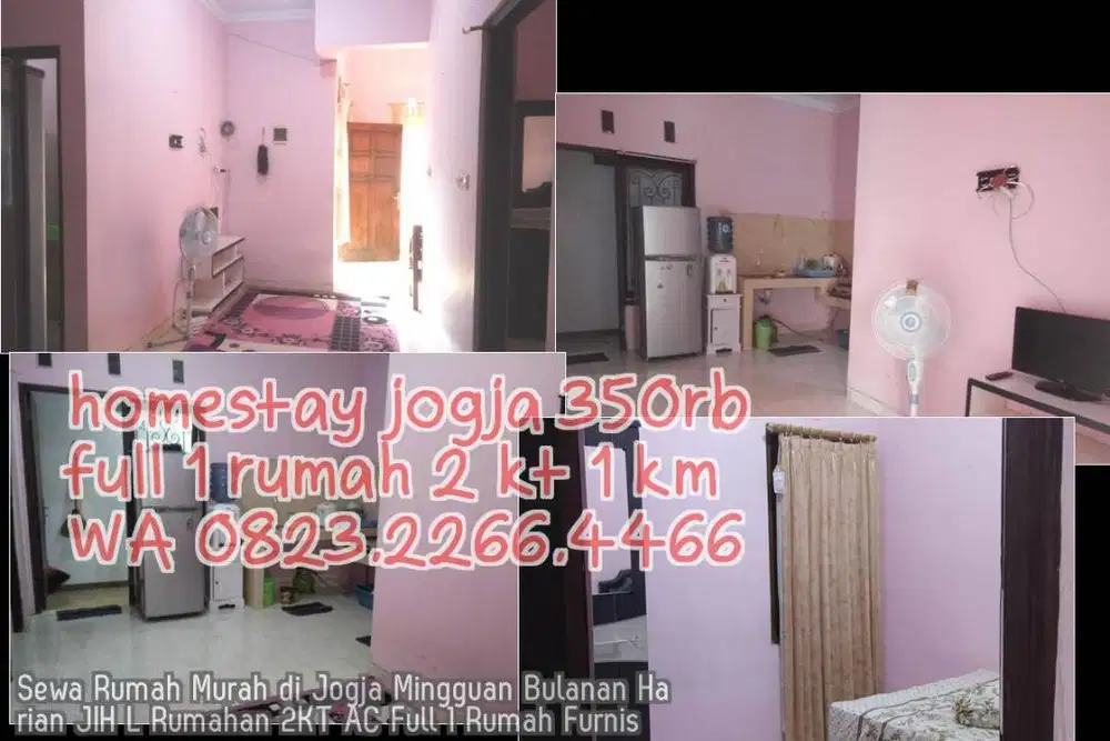 Sewa Rumah Murah di Jogja Mingguan Bulanan Harian JIH L Rumahan 2KT AC