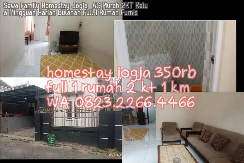 Sewa Family Homestay Jogja  AC Murah 2KT Kelua Mingguan Harian Bulanan