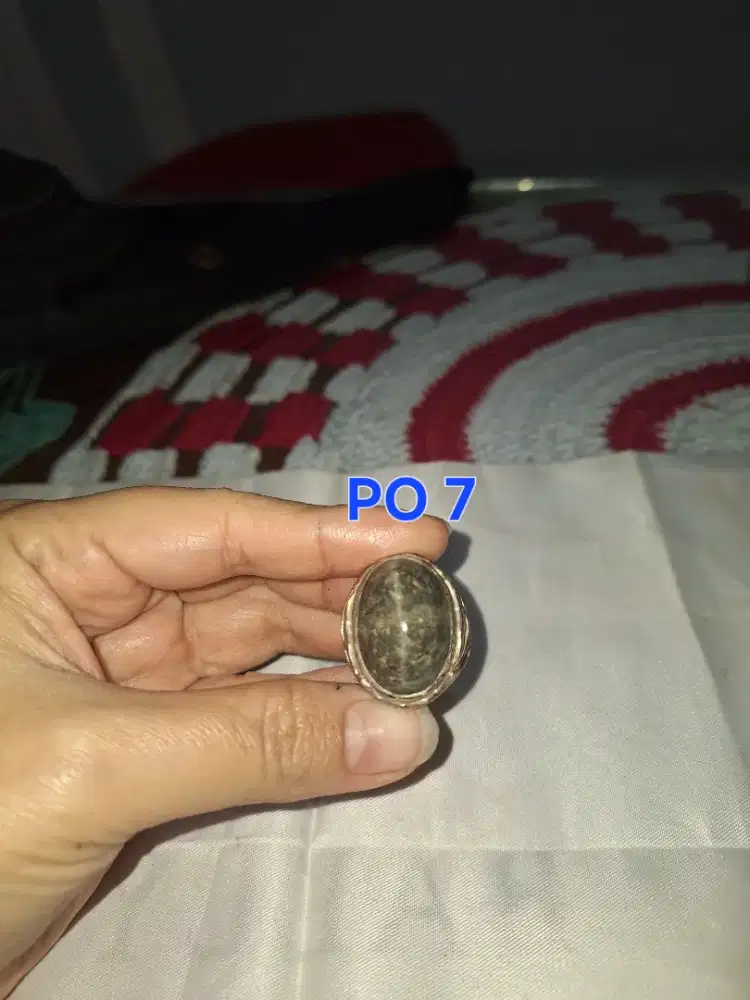 Batu cincin tapak jalak 
Hitam garis perak 
Po 07 Ring perak alpaca 
B