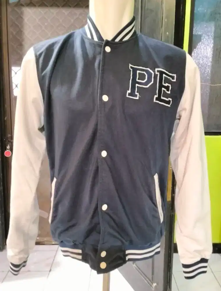 Jaket motor jaket dingin unisex biru putih tebal keren size L