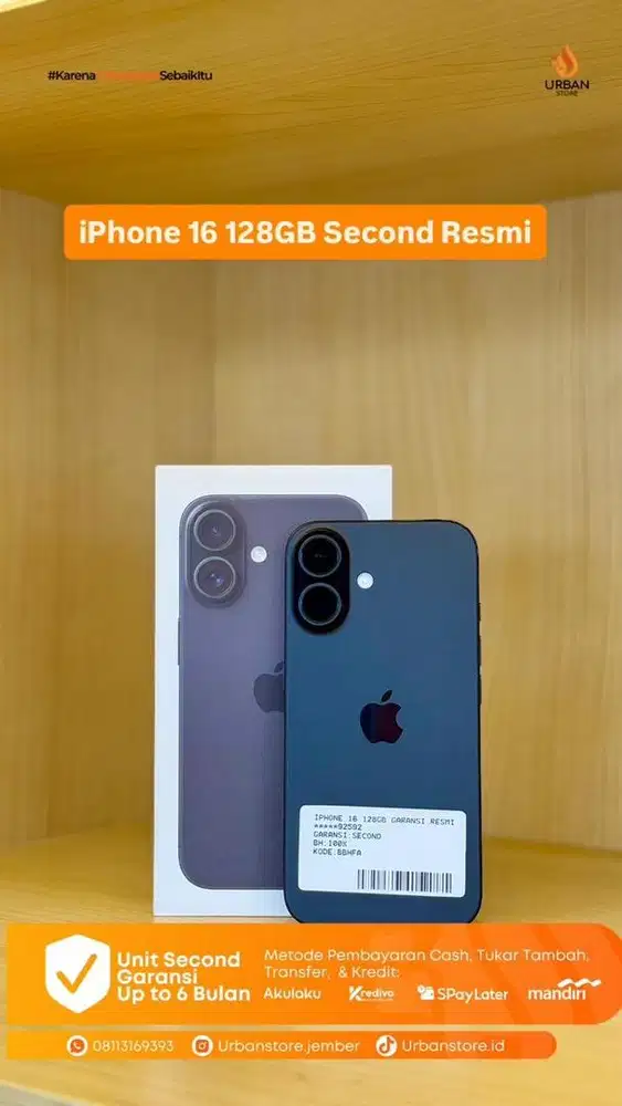 IPHONE 16 128GB SECOND RESMI