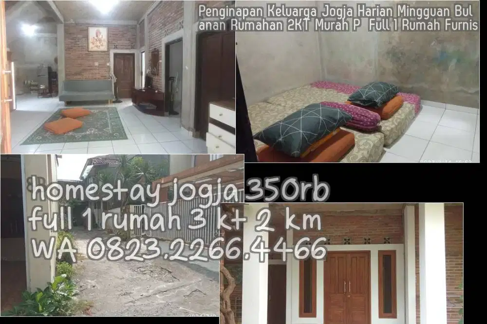 Penginapan Keluarga Jogja Harian Mingguan Bulanan Rumahan 2KT Murah P