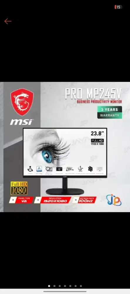 (Nego) Monitor MSI LED PRO MP245V - Full HD 24 Inch