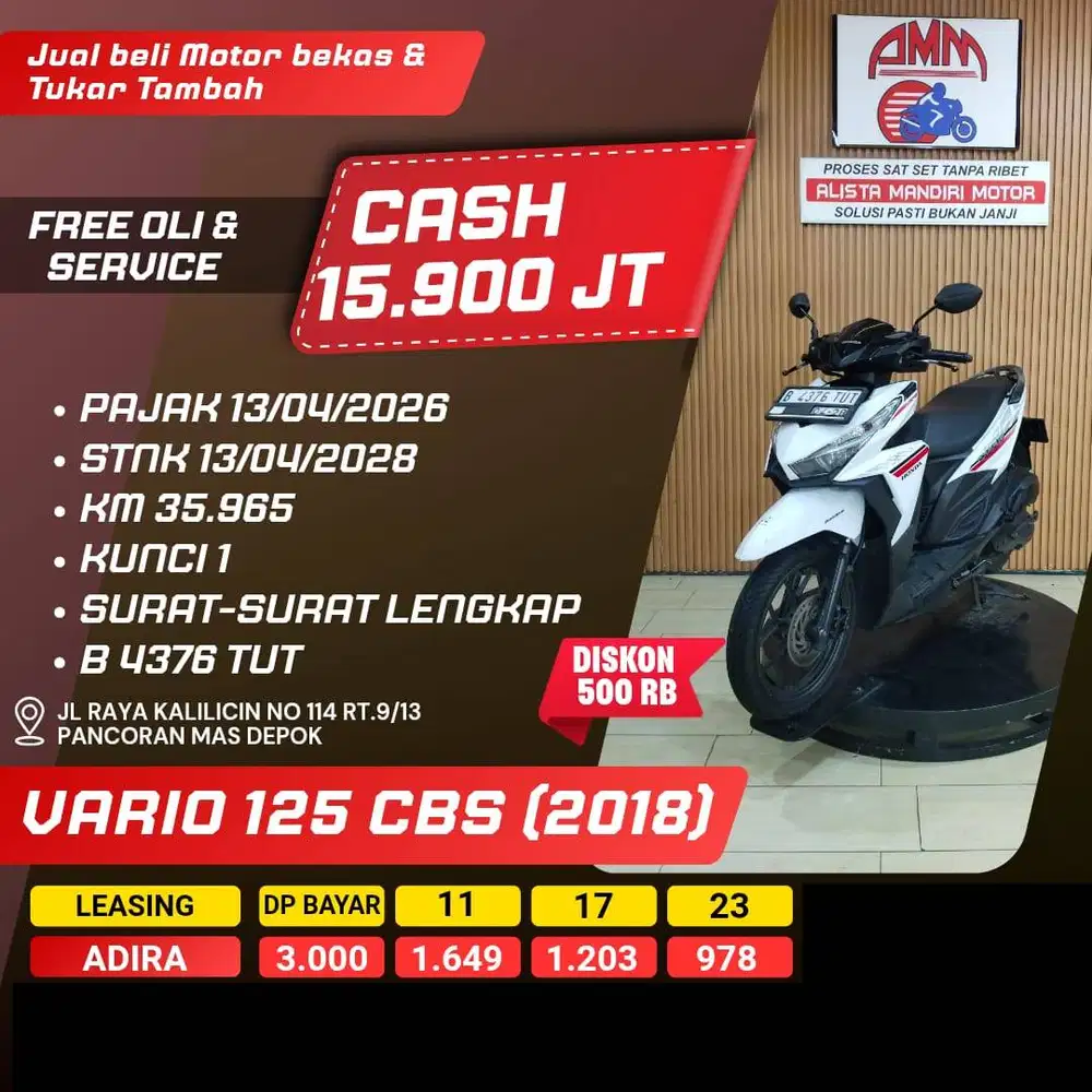 VARIO 125 LED 2018 BISA CASH/KREDIT/TRADE IN/BAYAR PAKAI CC/PAYLATER