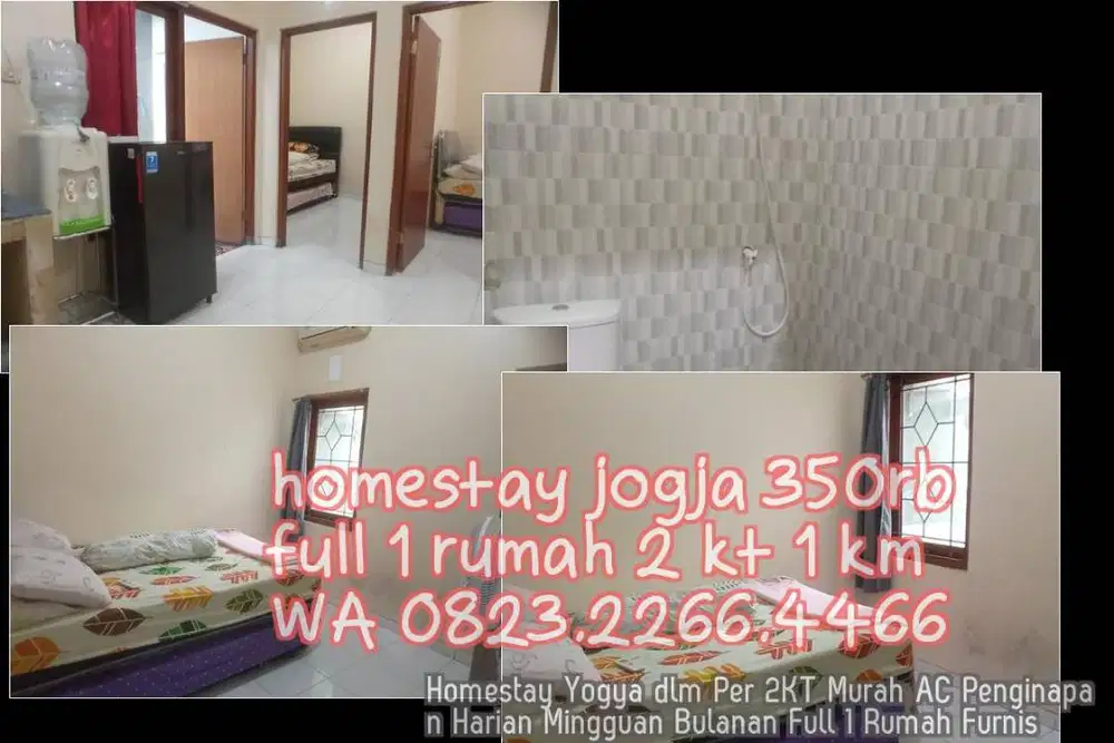 Homestay Yogya dlm Per 2KT Murah AC Penginapan Harian Mingguan Bulanan